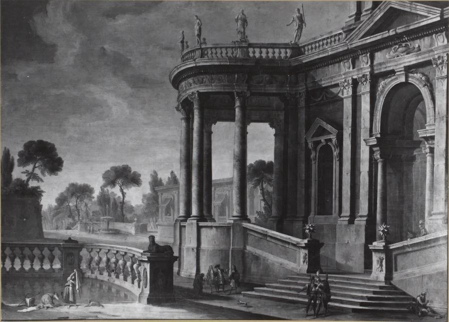 Veduta di un palazzo con parco - Palazzo Labia, Venezia